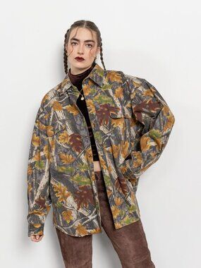 CANVAS JACKET CAMO Camouflage Vintage Coat 90's Oversize / Extra Large